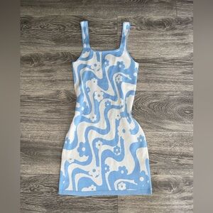 Blue and white Mini Y2K summer Dress